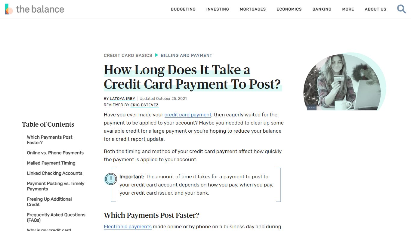 How Long Does It Take a Credit Card Payment To Post? - The Balance