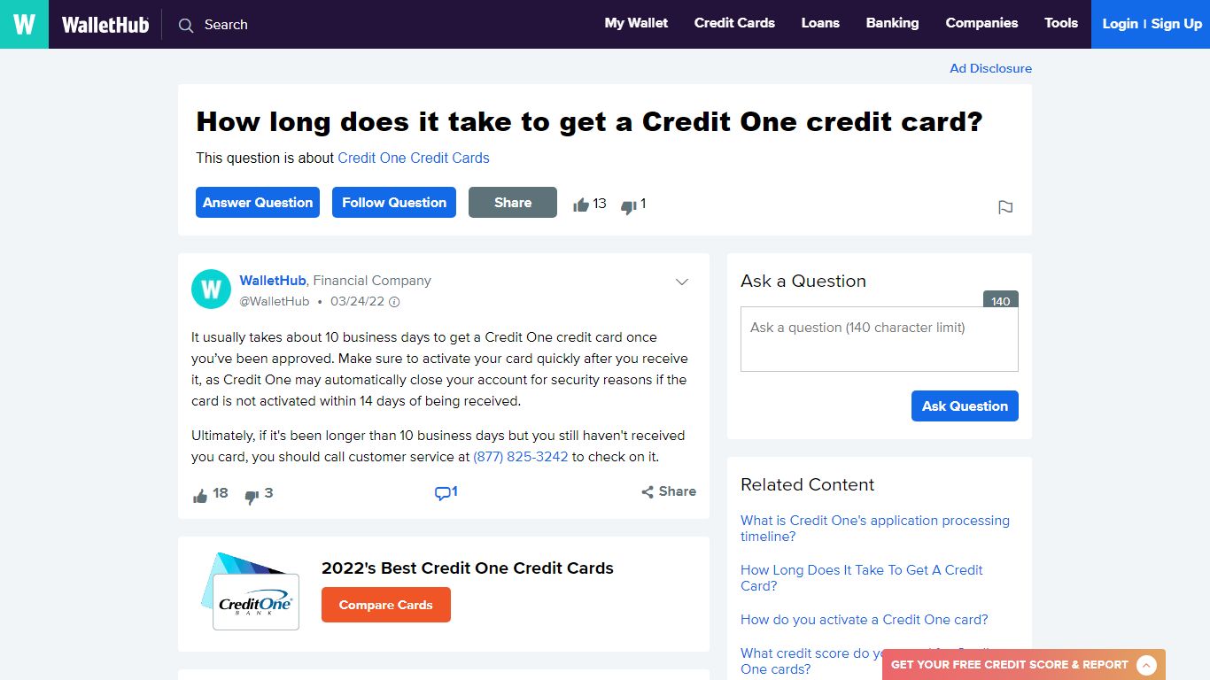 Credit One Credit Card Delivery Time - WalletHub